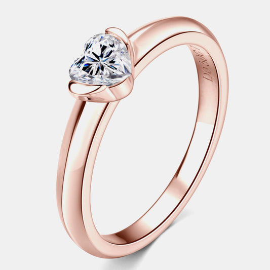 Moissanite 925 Sterling Silver Heart Solitaire Ring