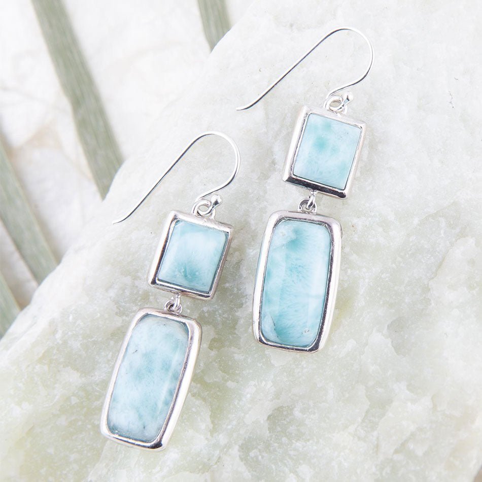 Drops of Blue Larimar Sterling Silver Earrings