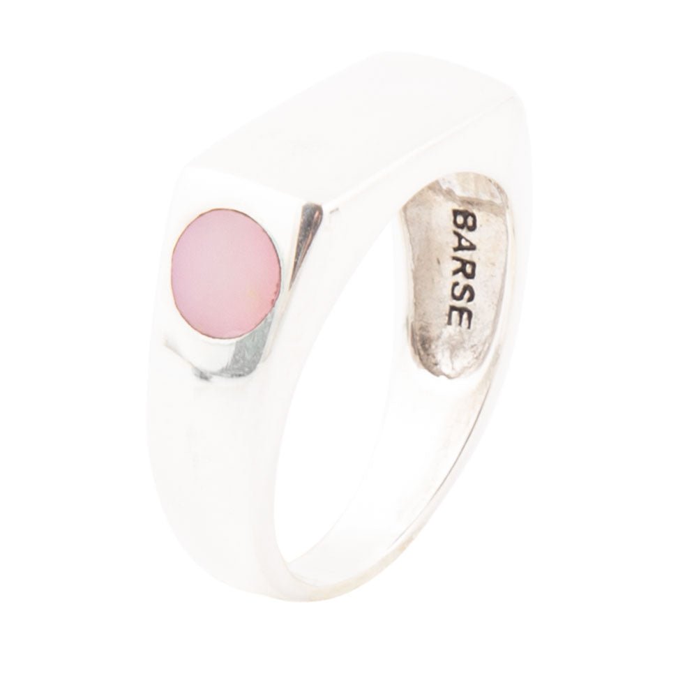 Signet Pink Opal and Sterling Silver In The Hole Ring